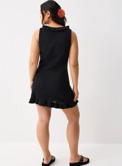 Ruffled-trim crochet dress