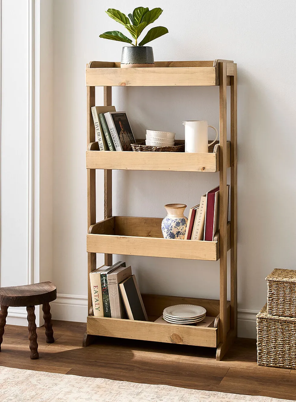 Rustic wood bookcase
