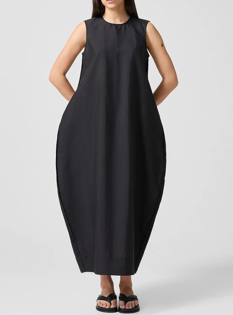 Sand silk-and-linen dress