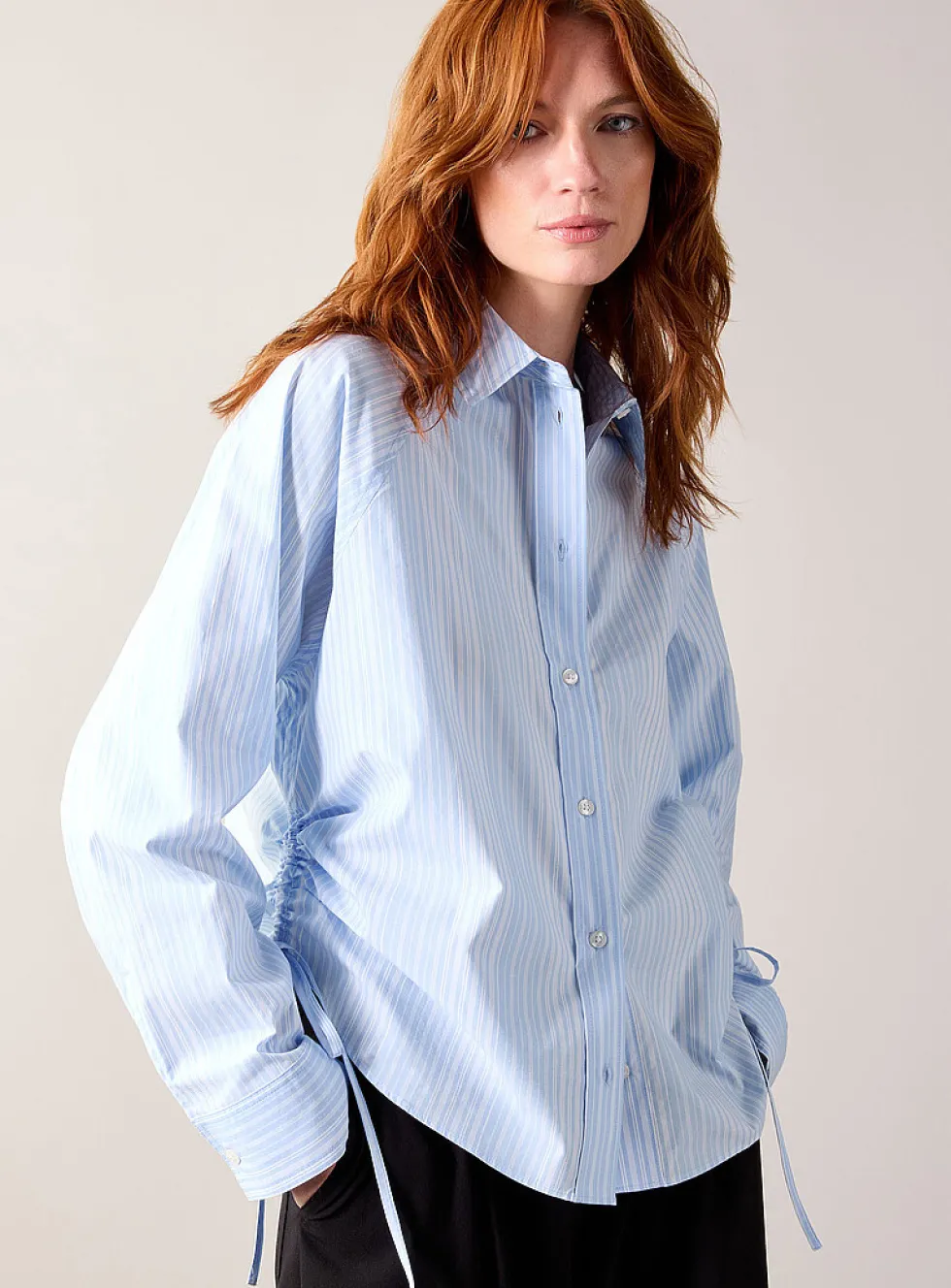 Sarita side drawcord striped shirt