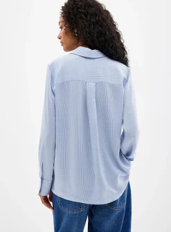 Satiny banker-stripe shirt