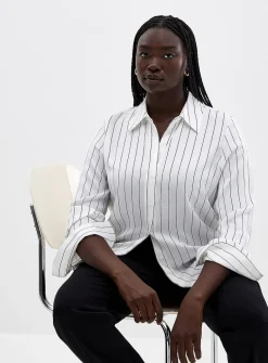 Satiny banker-stripe shirt