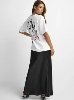Satiny maxi skirt