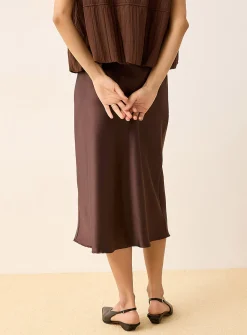 Satiny midi skirt