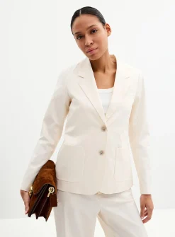 Satiny patch-pocket blazer
