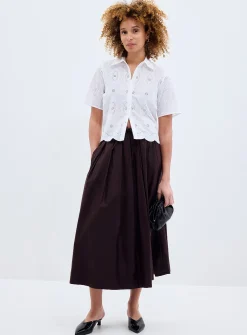 Scalloped collar broderie anglaise shirt