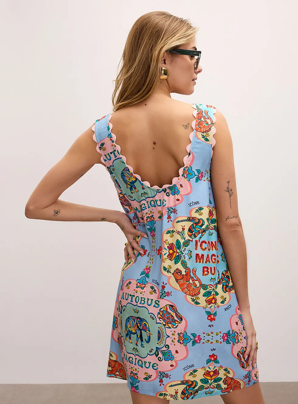 Scalloped-trim minidress