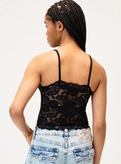 Scallpoed lace trim cropped cami