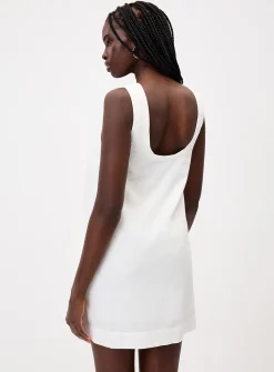 Scoop-back linen-blend dress
