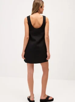 Scoop-back linen-blend dress