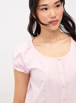 Scoop-neck babydoll blouse