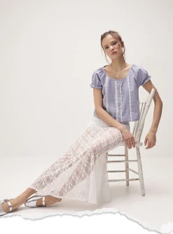 Scoop-neck babydoll blouse