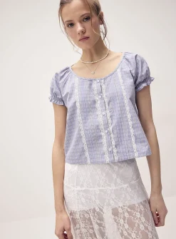 Scoop-neck babydoll blouse