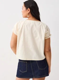 Scoop-neck babydoll blouse