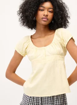 Scoop-neck peasant blouse