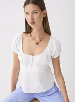 Scoop-neck peasant blouse