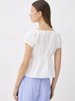 Scoop-neck peasant blouse