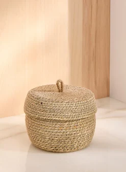 Seagrass round decorative jar