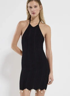 Seashell trim knit halter dress