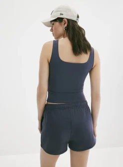 Second-skin square-neck cropped cami