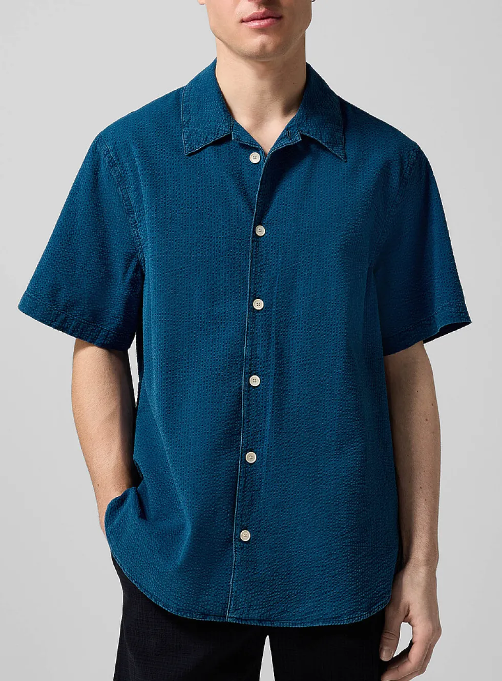 Seersucker denim shirt