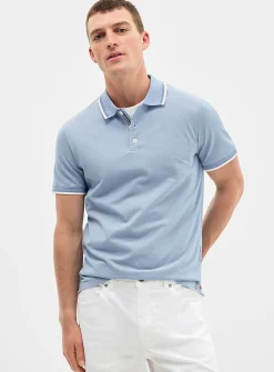 Semi-plain knit piqué polo