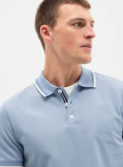 Semi-plain knit piqué polo