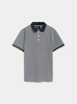 Semi-plain knit piqué polo