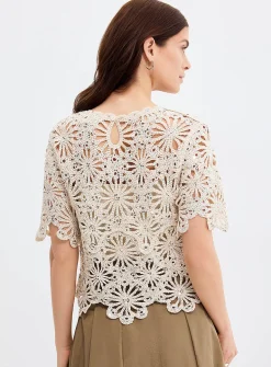 Sequined crocheted sweater