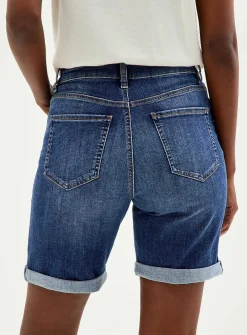 Sewn rolled hem denim Bermuda short