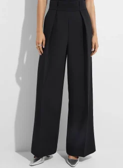 Sewn-pleat waist ultra-wide pant