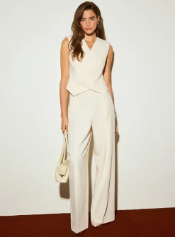 Sewn-pleat waist ultra-wide pant