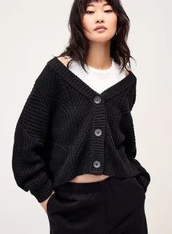 Shaker-rib V-neck cardigan