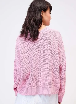 Shaker-rib V-neck cardigan