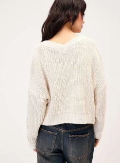 Shaker-rib V-neck cardigan