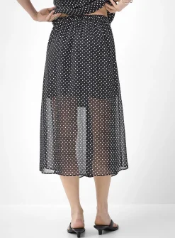 Sheer chiffon button-front midi skirt