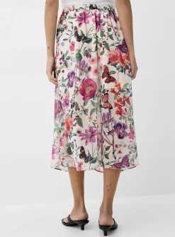 Sheer chiffon button-front midi skirt