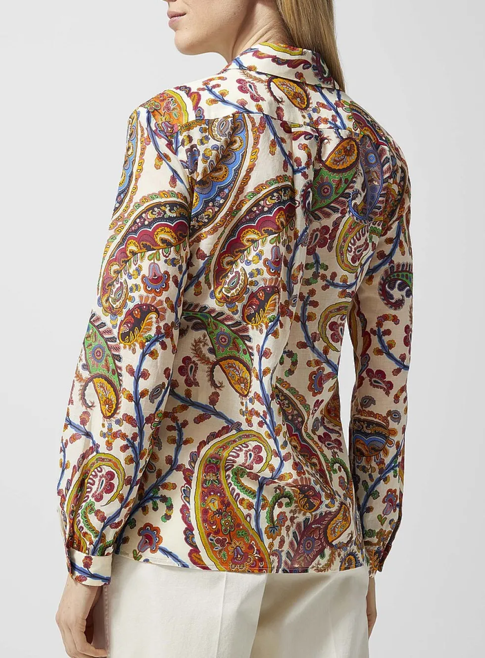 Sheer colourful paisley pure cotton shirt