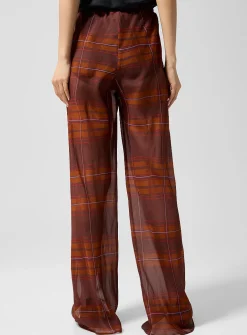 Sheer pure silk tartan pattern pant