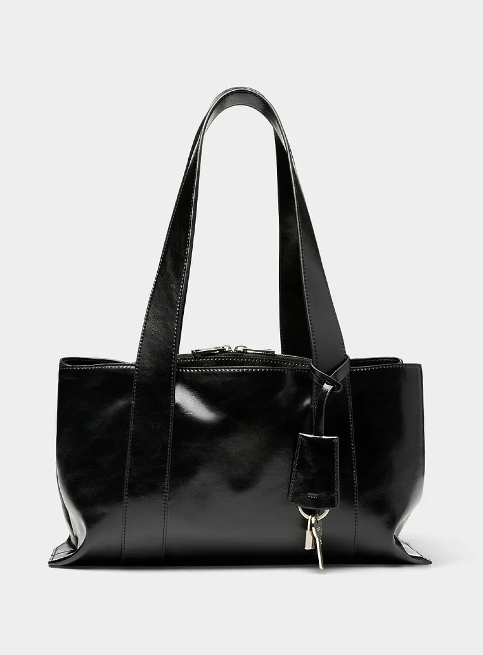 Shell Duffel glossy leather shoulder bag