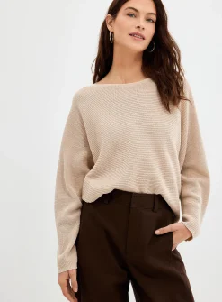 Shimmering boat-neck sweater