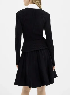 Shimmering buttons black knit minidress