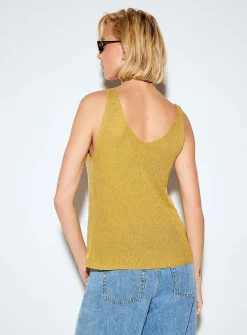 Shimmery mini-crystal V-neck tank