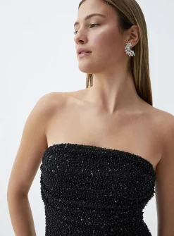 Shiny beads tube dress