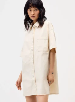 Short-sleeve denim shirtdress