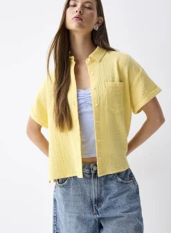 Short-sleeve organic cotton gauze shirt