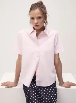 Short-sleeve poplin shirt