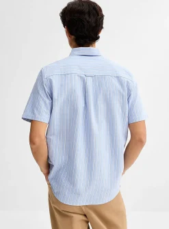 Short-sleeve striped Oxford shirt
