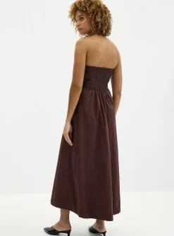 Siara pleated poplin strapless dress
