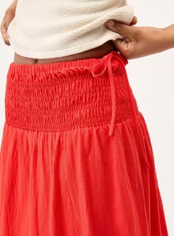 Side bows cotton maxi skirt